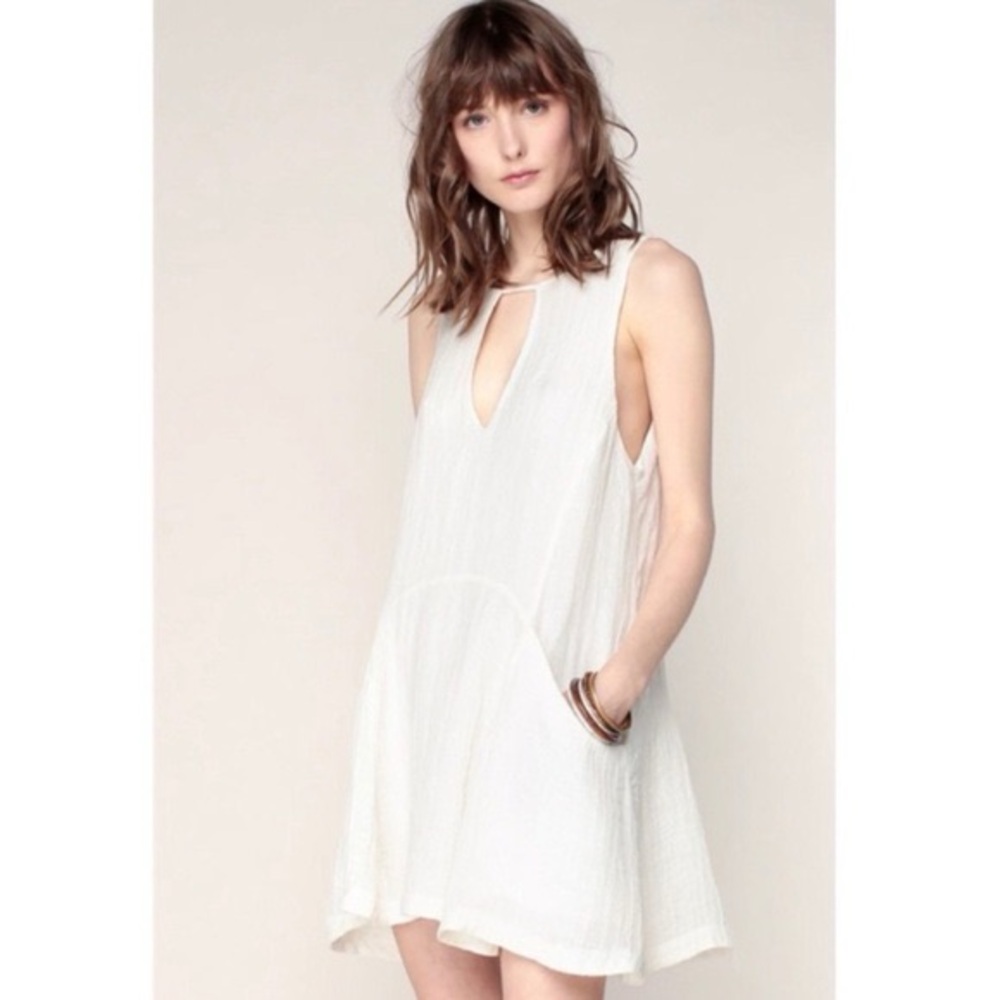 Free People Smooth Sailing Dress Gauzy Beach Linen medium white